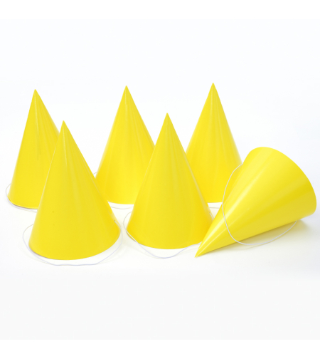 Plain paper hat - yellow, 6 units
