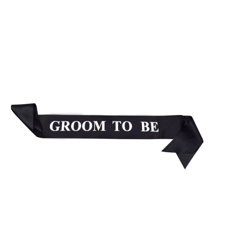 Groom sash - black satin