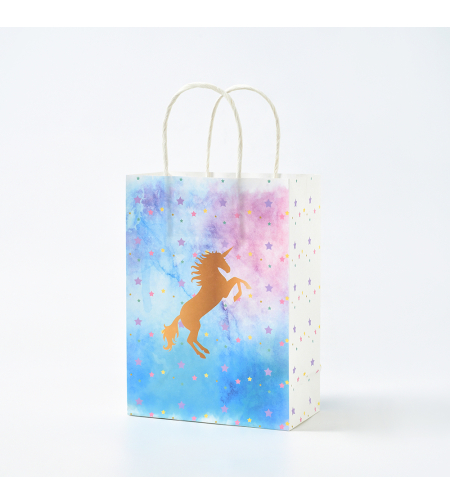 Paper bags with handle -unicorn, 12 units