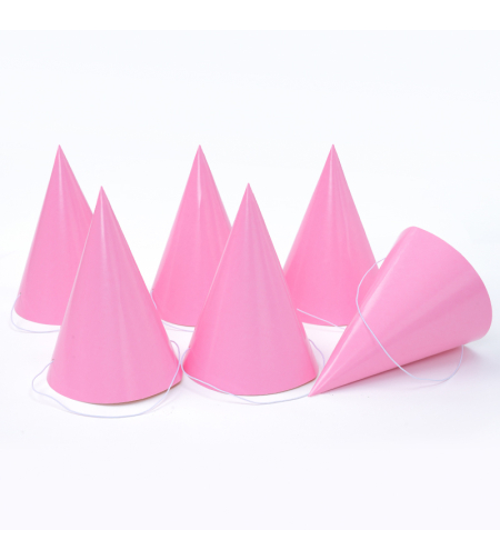 Plain paper hat - pink, 6 units