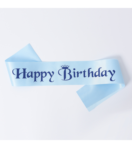 Birthday sash - light blue crown