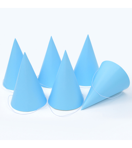 Plain paper hat - light blue, 6 units