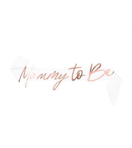 Mom to be sash - shiny foil paper, rose gold text