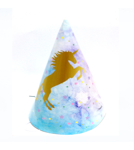 Paper hat - unicorn, gold, 6 units