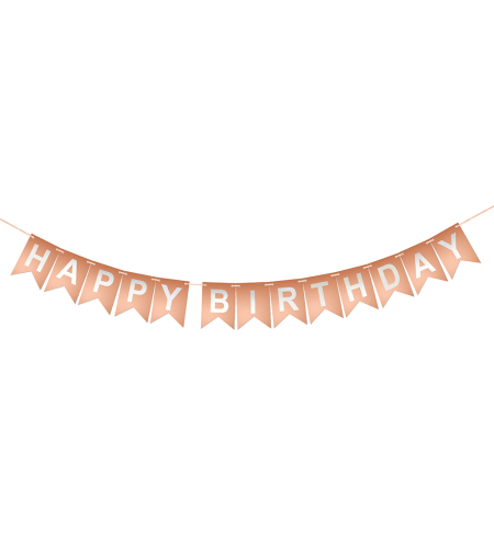 Happy birthday letters flag banner - 15.5*13, shiny rose gold