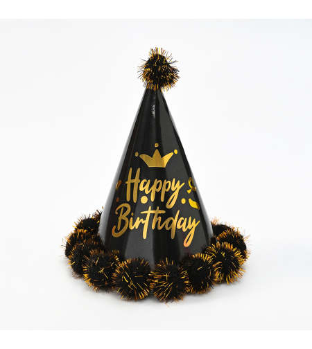 Pompon set - happy birthday, shiny black