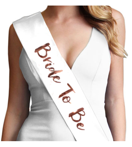 Bride sash - rose gold text