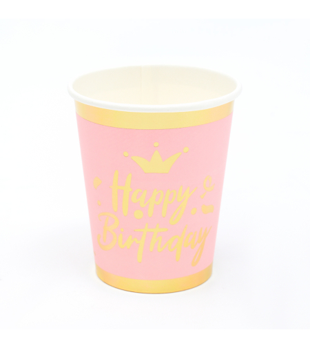 Happy Birthday Pink Cups 8pcs