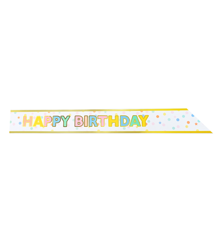 Birthday sash - shiny foil paper, colorful dots