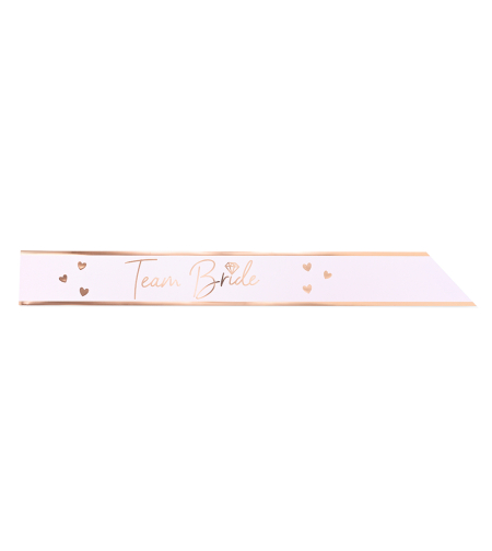 Team bride sash - shiny foil paper, rose gold text