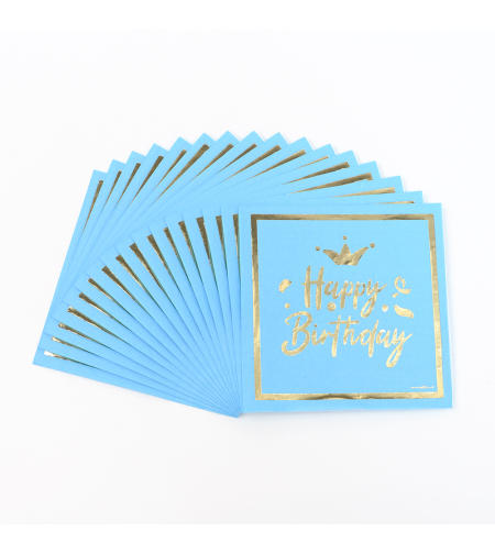 Happy Birthday Blue Napkins 16pcs