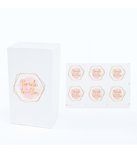 Paper bags with closing stickers - bride, 6 units