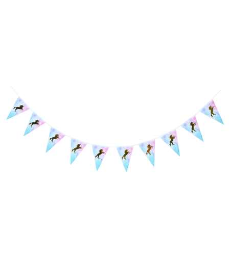 Unicorn flag banner - shiny gold, 3m
