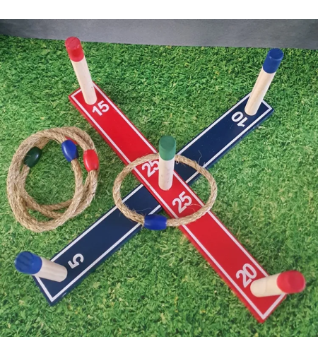 משחק מעץ לגינה/חצר: קליעה למטרה השחלת טבעות – RING TOSS