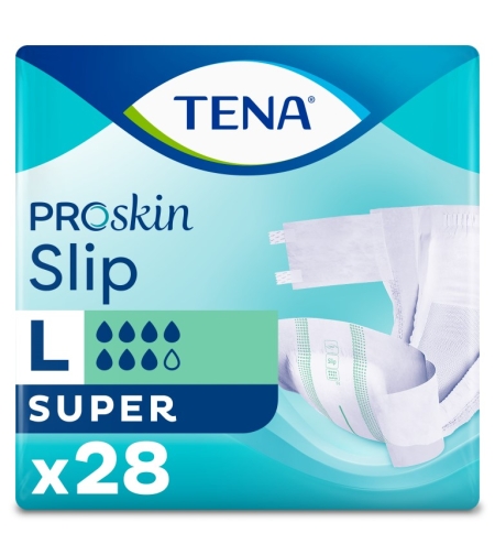 חיתולים למבוגרים טנה TENA סליפ סופר, מידה L, ספיגה מוגברת ללילה 28 יח'
