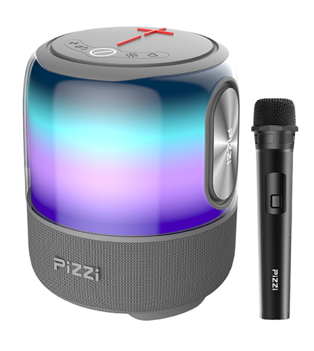 רמקול PiZZi Thunder Bass עוצמתי 60W סאונד מדהים, תאורת לד מתחלפת עם מיקרופון אלחוטי