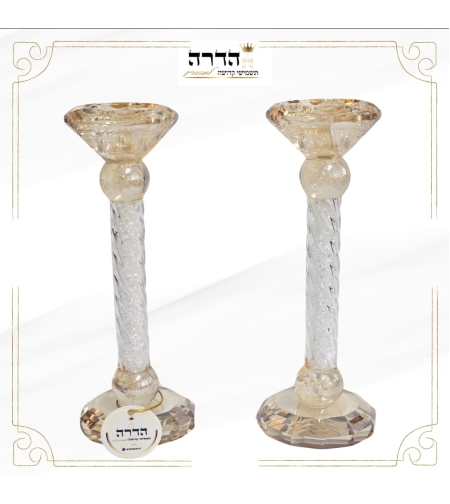 זוג פמוטי קריסטל מהודרים מוזהב עם אבנים 19 ס