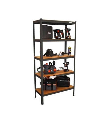 HUNTER | מדף כוננית פרימיום 5 מדפים שחור | 180x90x40