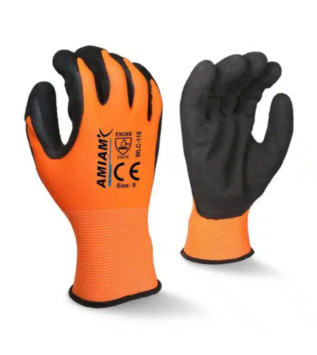 כפפות עבודה צבע כתום/שחור | איכותיות ועמידות | WILLPOWER