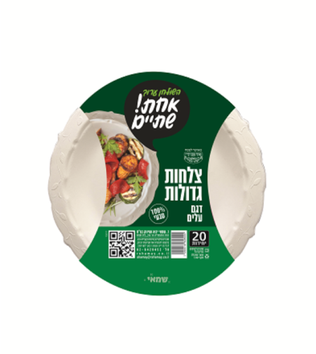 צלחות (M) מתכלות מקנה סוכר דגם עלים