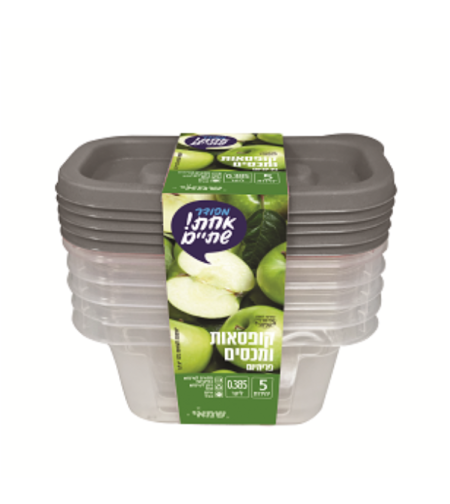 מיכל פרימיום 0.385 ליטר מלבני