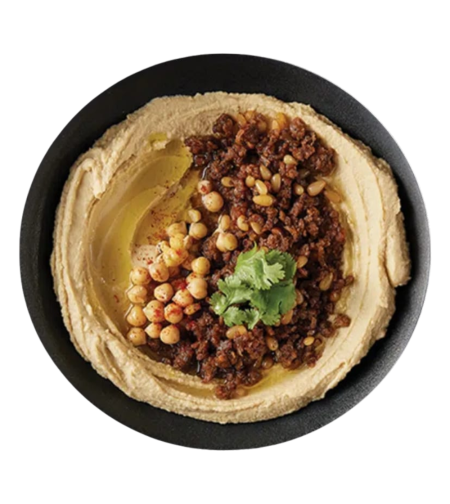 חומוס עם בשר כבש קצוץ