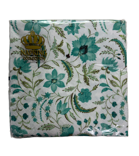 מפיות נייר Napking Collection – דגם פרחוני טורקיז