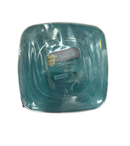 צלחות 7 מרובעות שוהם כחול שמיים כסף – 10 יחידות