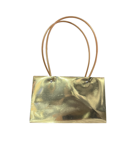 שקית מתנה יוקרתית זהב מטאלי עם ידיות