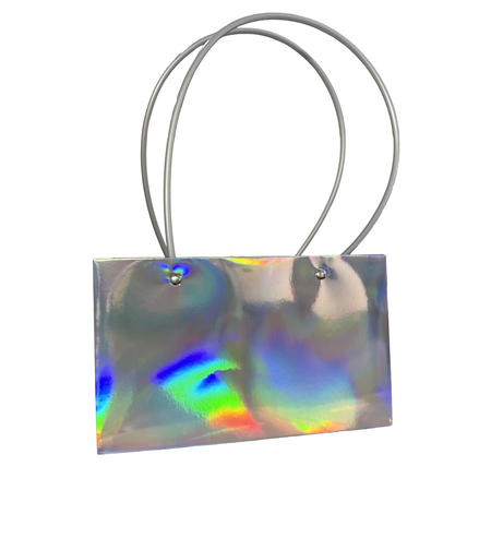 שקית מתנה יוקרתית כסף מטאלי עם ידיות