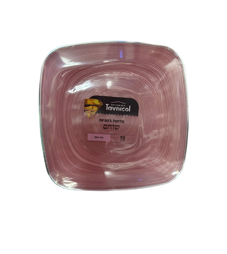 צלחות 9 מרובעות שוהם ורוד כסף – 10 יחידות