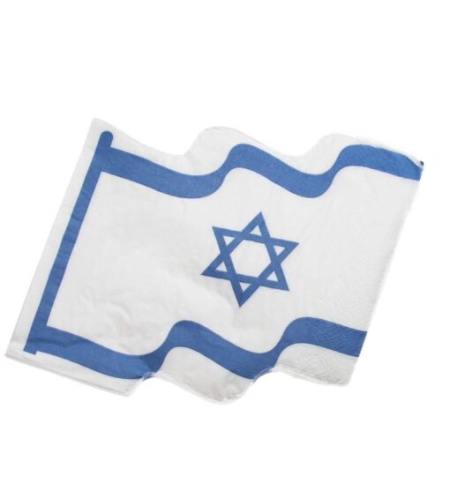 חבילת 20 מפיות נייר צורת דגל ישראל ליום העצמאות