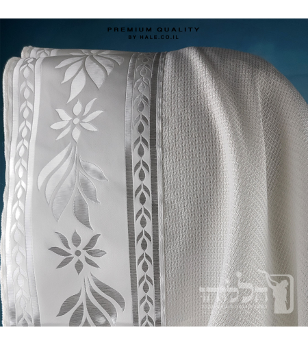 טלית חתנים אקרילן מהודרת  פסים לבנים לא מחליקה -608