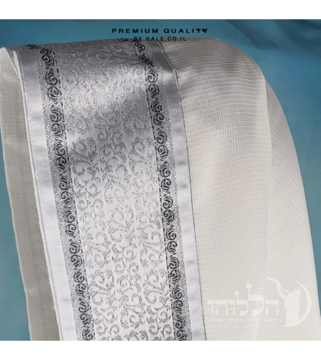 טלית 100% צמר תשבץ – פסים כחולים - 500