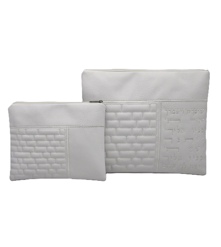 סט תיקים לטלית ולתפילין דגם כותל לבן  רקמה - דגם 272