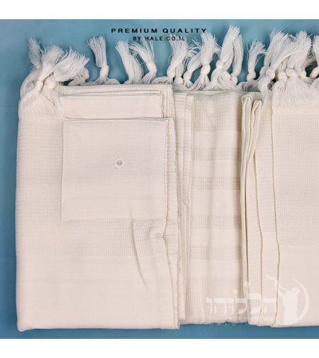 טלית מרן בית יוסף 100% צמר תשבץ – פסים לבנים - 264