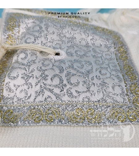 טלית 100% צמר תשבץ – פסים זהב - 504