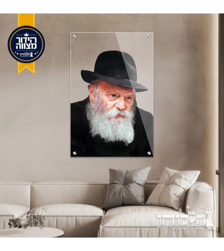 תמונת זכוכית הרבי מילובביץ’ רקע שקוף דגם 3026