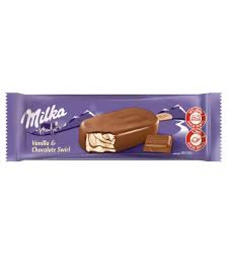 גלידת מילקה בטעם וניל עם ריפל שוקולד בציפוי חלב מעולה