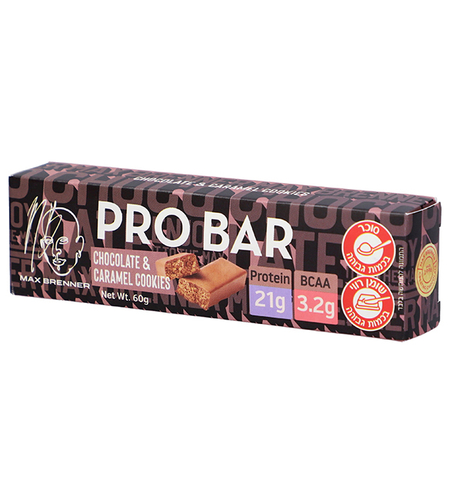 מקס ברנר PRO BAR חטיף חלבון קרם אגוזים ועוגיות קרמל ופתיתי סויה קראנצ'ים