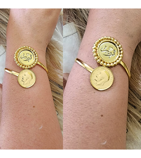 צמיד קשיח יוקרתי לירה&שם ממוסגר