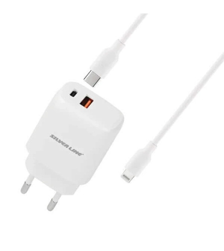 מטען סלולר מהיר כפול לבן MIRACASE 3A 25W 1.2M QC3.0 18W TYPE-C WHITE