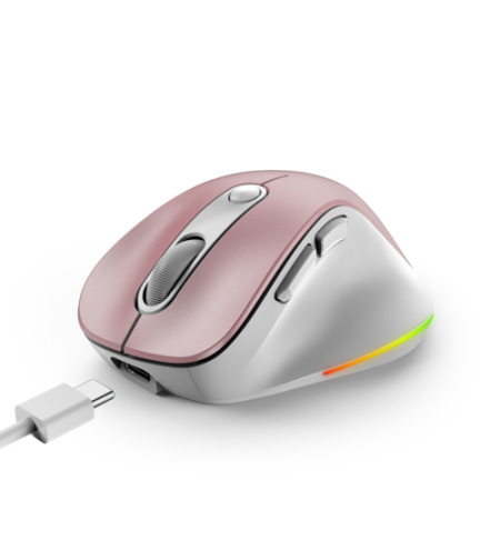 עכבר אלחוטי גיימינג נטען Genius Ergo 9000S PRO BT+WIFI PINK