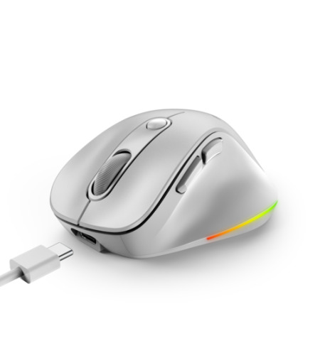 עכבר אלחוטי גיימינג נטען Genius Ergo 9000S PRO BT+WIFI WHITE
