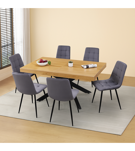 שולחן פינת אוכל נפתח 160-240 דגם אפולו Apollo עץ טבעי רגל שחורה | מבית WOODY