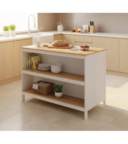 אי למטבח משולב שולחן בר דגם עדן Eden לבן משולב עץ | מבית WOODY