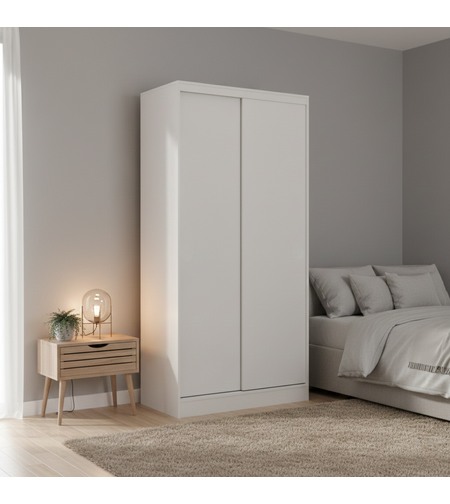 ארון הזזה 2 דלתות 100×220 דגם מיאמי Miami לבן | מבית WOODY