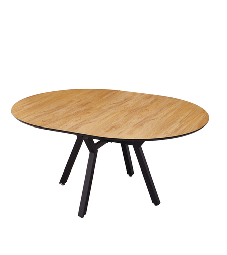 שולחן פינת אוכל עגול נפתח 130-170 דגם אטלס Atlas עץ טבעי רגל שחורה | מבית WOODY