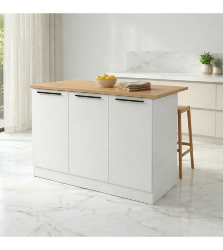 אי למטבח משולב שולחן בר דגם לורן Loren Door לבן משולב עץ | מבית WOODY