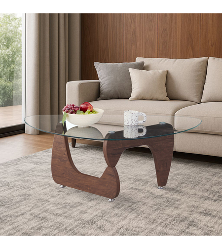 שולחן סלון זכוכית דגם סתיו STAV אגוז | מבית WOODY